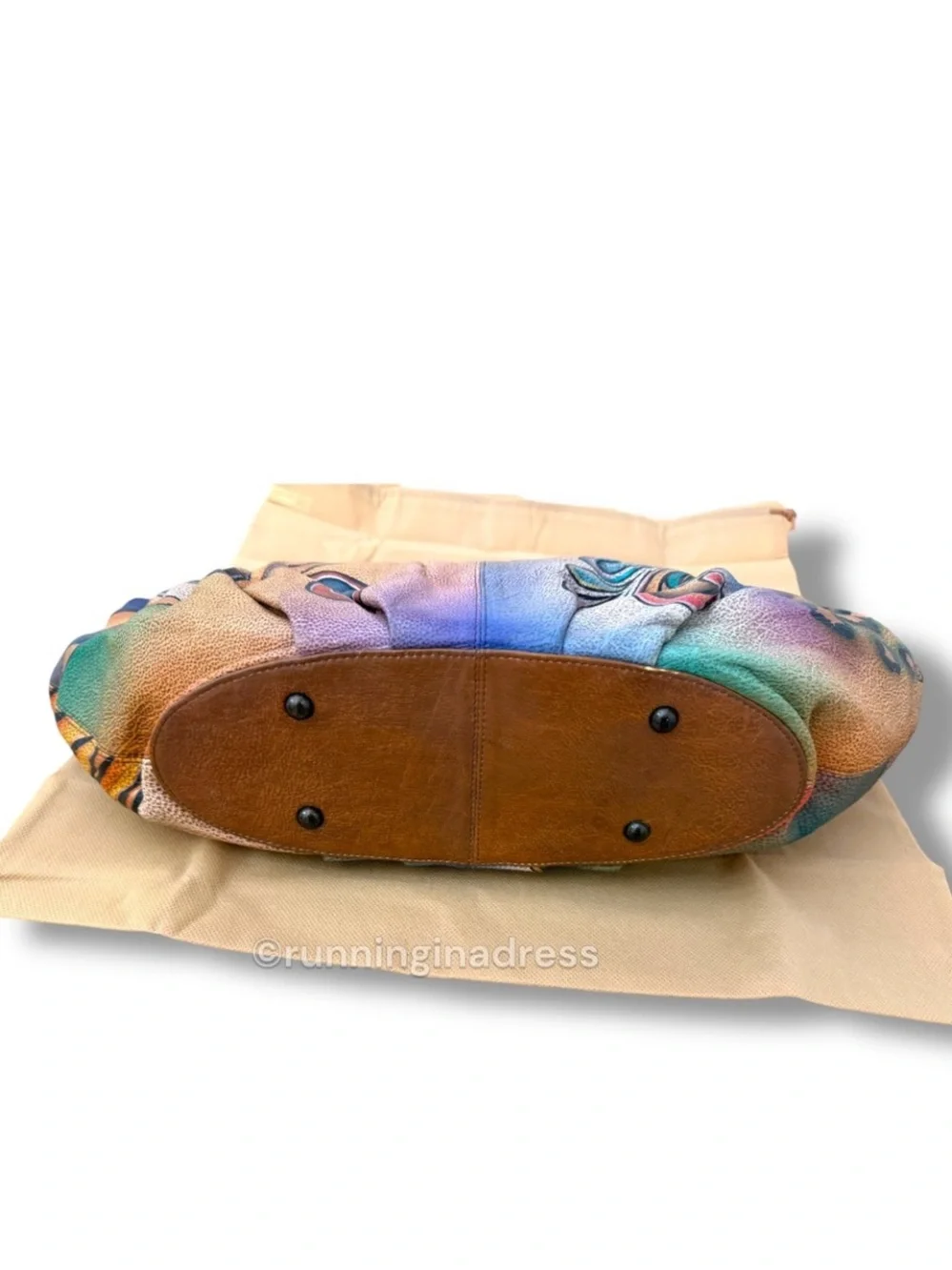 NWT Premium Anuschka Hand Painted Leather Collage S.M.D.C Hobo Peacock Butterfly - Picture 4 of 16